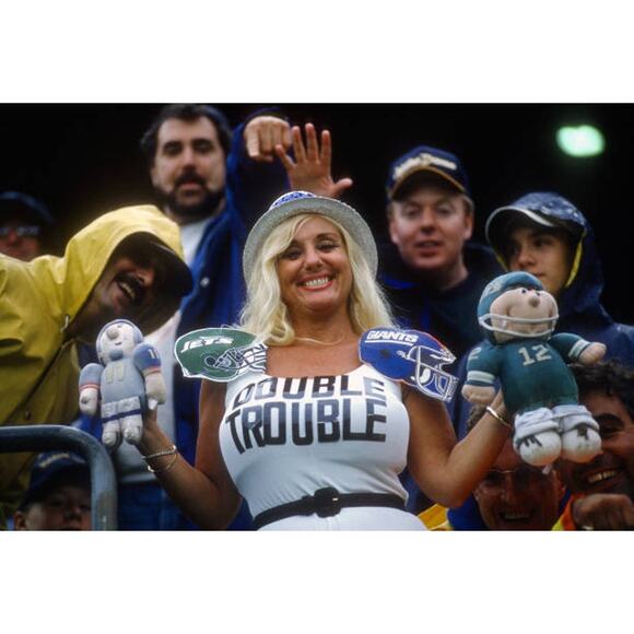 New York Giants 90s PROPLAYER puffer HELMET Tape jacket S black blue NFL vintage - Picture 8 of 8